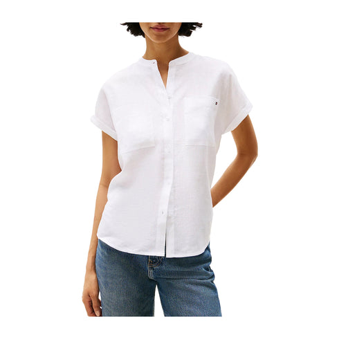 Tommy Hilfiger Camicia corta Camicia Donna coreana in lino 36 P25 - TOMMY HILFIGERWW44715 - YCF - 36 - Francavilla Moda